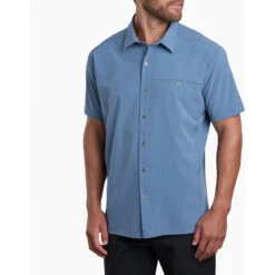 KUHL Men's Renegade Shirt -Urban Trail Sales Store 3069 Renegade SS Blue Cove Front