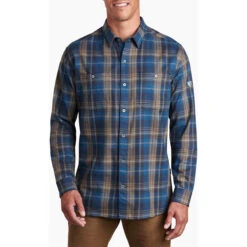 KUHL Men's Fugitive Flannel Shirt -Urban Trail Sales Store 7202 Fugitive Flannel LS Blue Copper Front d52d5f94 0a8f 418d bc25 2b33a4ec0cc9 1