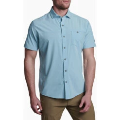 KUHL Men's Optimizr Short Sleeve -Urban Trail Sales Store 7316 Optimizer SS Carolina Blue Front 1