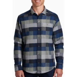 KUHL Men's Pixelatr Flannel Long Sleeve -Urban Trail Sales Store 7336 pixelatr flannel ls sea glass front pdp photo 41ff3d12 a73b 4e05 b69d e2a7db21f2b9