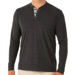 Men's Bamboo Flex Henley -Urban Trail Sales Store M Henley 1000px HeatherBlack 1