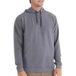 Men's Bamboo Fleece Pullover Hoody -Urban Trail Sales Store fleece pullover hoody heather navy men top 1