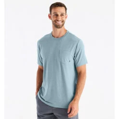 Men's Bamboo Flex Pocket Tee -Urban Trail Sales Store flex pocket tee heather tide men 1