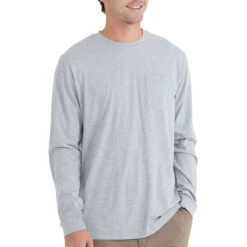 Men's Bamboo Heritage Pocket Long Sleeve 6 Men's Bamboo Heritage Pocket Long Sleeve -Urban Trail Sales Store heritage pocket long sleeve light heather grey men top 1