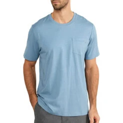 Men's Bamboo Heritage Pocket Tee -Urban Trail Sales Store heritage pocket tee blue fog men top 1