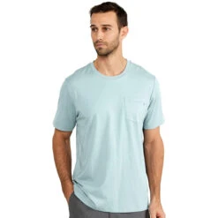 Men's Bamboo Heritage Pocket Tee -Urban Trail Sales Store heritage pocket tee flats blue men 1