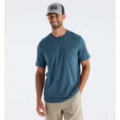 Men's Bamboo Heritage Pocket Tee -Urban Trail Sales Store heritage pocket tee slate blue men 1 1