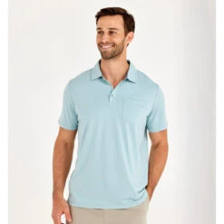 Men's Bamboo Heritage Polo 14 Men's Bamboo Heritage Polo -Urban Trail Sales Store heritage polo flats blue men top 1