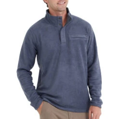 Men's Bamboo Polar Fleece Snap Pullover -Urban Trail Sales Store polar fleece snap pullover indigo men top 1